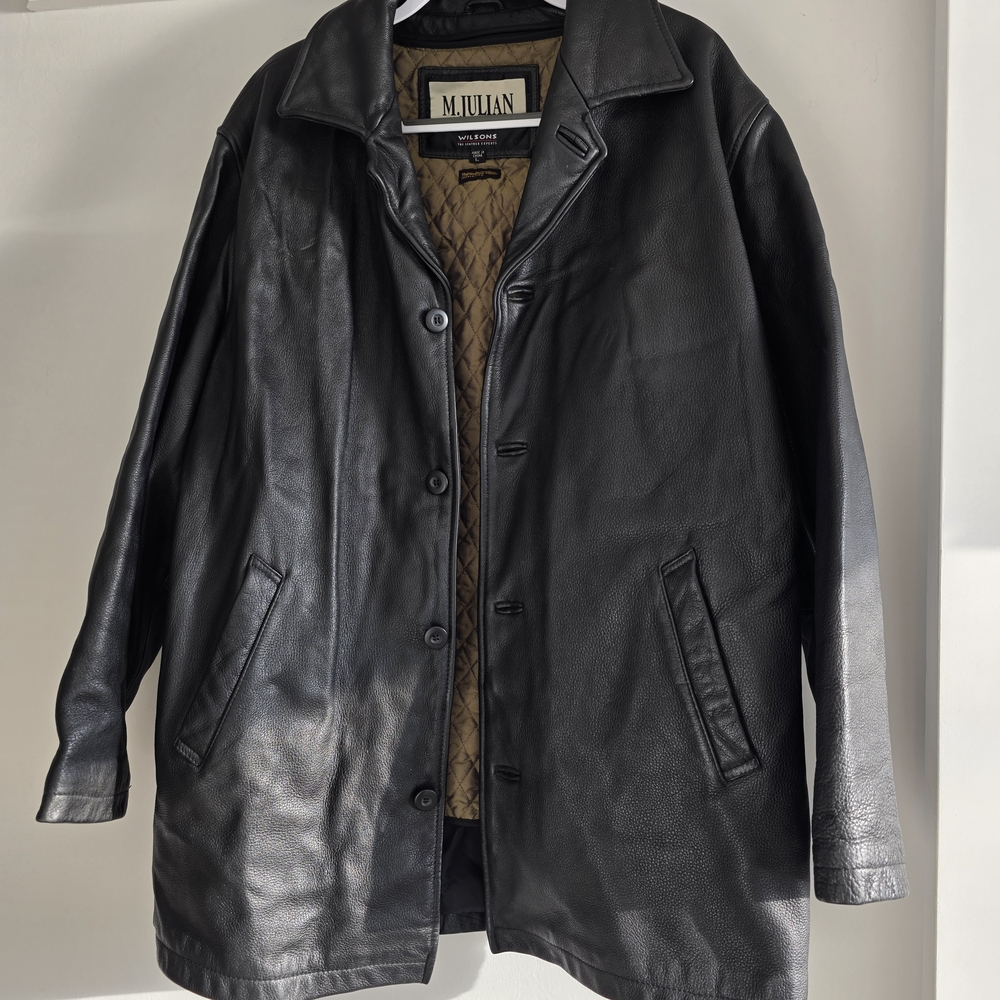 Wilsons Leather Black Trench Coat
